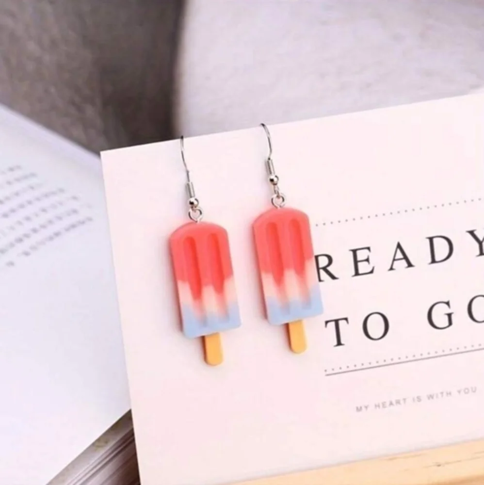 Red, White, Blue Popsicle Summer Womens Dangle‎ Earrings